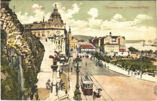 1908 Budapest I. Döbrentey tér, villamos, Keller Ignác üzlete. Divald Károly 1182-1907