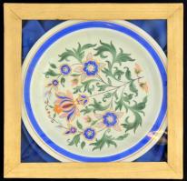 Hollóházi falra akasztható, virágmintás porcelán tányér, kézzel festett, jelzett, hibátlan, eredeti ...