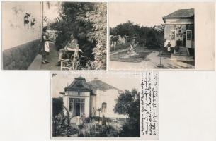 1935 Budapest XVII. Rákoshegy, villa és család. Keller Márton felvételei - 3 db régi fotó képeslap / 3 original photo postcards