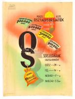 cca 1935 Magyar Királyi Osztálysorsjáték reklámplakát, hajtásnyomokkal, szélén kis foltokkal, 63×48 cm