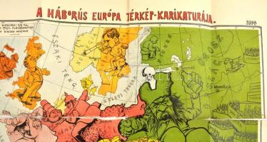 1914 A háborús Európa térkép-karikatúrája 1914, rajzolta Varga Imre, kiadja: Zeizler Sándor, Bp., Ro...