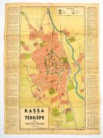 cca 1940 Kassa törvényhatósági jogó szabaú királyi város térképe, lépték nélkül, Wiko Litografia és Könyvnyomdai Műintézet, hajtott, szakadt, 45,5×63 cm