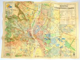 cca 1931 Budapest székesfőváros térképe, 1:25.000, M. Kir. Állami Térképészeti Intézet, hajtásnyomokkal, 65×86 cm