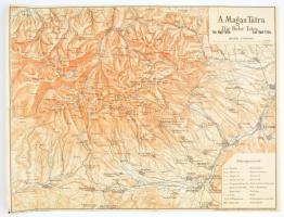 cca 1920-1940 A Magas Tátra, 1:100.000, Bp., Posner-ny., a hajtások mentén kis szakadással 30x40 cm+...