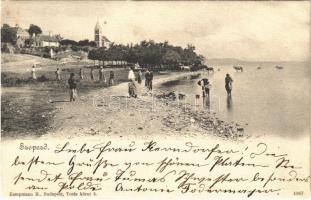 1905 Balatonszepezd, Szepezd; mosóasszonyok a Balaton partjánál. Kampmann H. kiadása