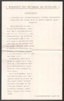 1918 A Budapesti Autonóm Orthodox Izraelita Hitközség levele Blau Károlynénak férje, Blau Károly elhunyta alkalmából óbudai Freudiger Ábrahám elnök saját kezű aláírásával, csatolva továbbá a levélben említett képviselő-testületi ülés jegyzőkönyvének kivonata, 2 db okmány