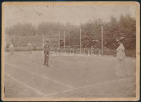 cca 1910 Teniszezők, keményhátú fotó, 13×18 cm