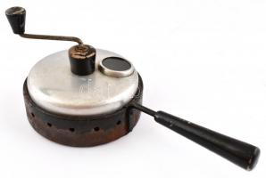 Kézi kávépörkölő, fém, kopottas állapotban, 27x13,5 cm