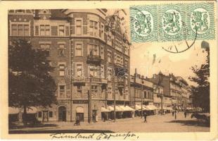 1928 Helsinki, Helsingfors; Pohjois Esplanaadikatu / Norra Esplanadgatan / street view, shop of Th. Wulff. TCV card (EK)