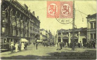 1928 Helsinki, Helsingfors; Aleksanterinkatu / Alexandersgatan / street view, tram. TCV card (EB)
