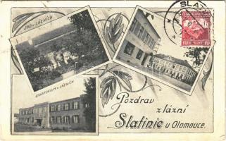1930 Slatinice, Sad v Láznich, Sanatorium / park, street view, sanatorium. Floral. TCV card (EK)