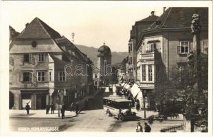 Leoben (Steiermark), Homanngasse / street view, autobus, shops. Photo u. Verlag Max Mayer