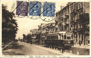 1932 Sosnowiec, Sosnowitz; Aleja 3-go Maja / street view, tram. TCV card (EK)