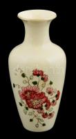 Zsolnay virágmintás porcelán váza, kézzel festett, jelzett, hibátlan, m: 16 cm