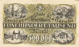 Német Birodalom/Weimari Köztársaság/Karlsruhe 1923.8.9. 500.000M T:I- Kis saroktörés!