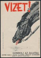 Vizet! Gondolj az állattal - Legyünk tagjai a Magyar Állatvédők Országos Egyesületének - kisplakát, 24×17 cm