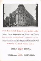 Budapest V. Pesti Hazai Első Takarékpénztár Egyesület. reklám, Deák Ferenc utca 5. (non PC) (kis szakadás / small tear)