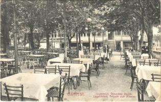 Budapest II. Lipótmező, Orvvadász Vigadó kerthelyiség, pincérek + 1904 Hámori Olvasókör pecsétje (fa)