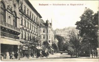 1914 Budapest I. Krisztinaváros, Alagút utca, cukrászda, vár a háttérben