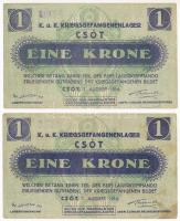 Csót / Hadifogolytábor 1916. augusztus 1. 1K (2x) T:III fo
