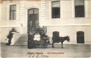 1910 Dédes (Dédestapolcsány), Gróf Serényi kastély, szamár szekér. Langsch Imréné kiadása 388. (szakadás / tear)