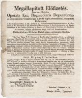 1830 Pest vármegye, nyomdai munkák árának megállapított előfizetési összegéről szóló hirdetmény, lát példányban