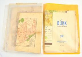 cca 1900-1950 10 db térkép, magyar és külföldi, közte Magyarország a bécsi béke korában, A Bükk turi...