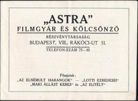 1917 Bp., "Astra" Filmgyár és Kölcsönző Részvénytársaság "Az elítélt" című drámá...