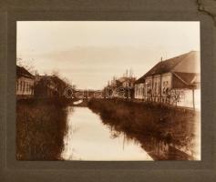 cca 1920 Gyula, a várost bemutató fotóalbum 11 db városképpel + 1 db kutyát ábrázoló fotóval, album ...