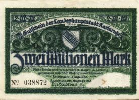 Német Birodalom/Weimari Köztársaság/Karlsruhe 1923.8. 2000.000M (2x) klf sorszámokkal T:II+,II