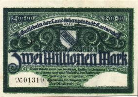 Német Birodalom/Weimari Köztársaság/Karlsruhe 1923.8. 2000.000M (2x) klf sorszámokkal T:II