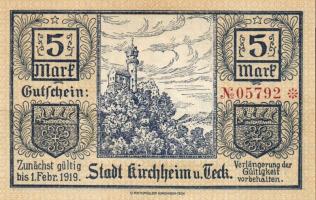 Német Birodalom/Császárság/Kircheim u. Teck 1918.10.31. 5M T:I