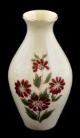 Zsolnay virágmintás porcelán váza, kézzel festett, jelzett, apró kopásnyomokkal, m: 13 cm