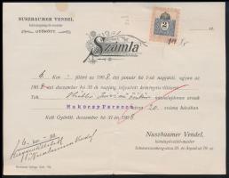 1908 Győr, Nuszbaumer Vendel kéményseprő mester fejléces számla