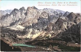 Tátra, Vysoké Tatry; Sziléziai ház, Felkai tó, Gránátfal / Schlesierhaus, Felker See, Granatwand