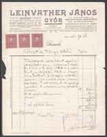 1929 Győr, Leinvather János Kegyelet Dísztemetkezés és Kereskedelmi műkertész fejléces számlája