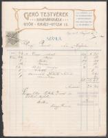 1903 Győr, Gerő Testvérek Divatáruháza fejléces számla