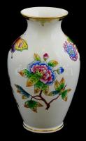 Herendi Viktória mintás porcelán váza, kézzel festett, jelzett, hibátlan, m: 14 cm