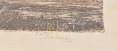 Paulovits Pál (1892-1975): Korytniczánál?  Rézkarc, papír, jelzett, 25x34 cm Üvegezett keretben