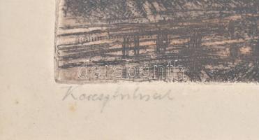 Paulovits Pál (1892-1975): Korytniczánál?  Rézkarc, papír, jelzett, 25x34 cm Üvegezett keretben