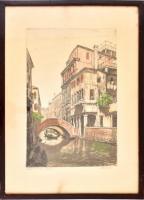 Paulovits Pál (1892-1975): Velence  Rézkarc, papír, jelzett, 35x25 cm Üvegezett keretben