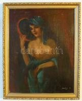 Székely Géza? (1958-) Női akt, olaj, karton jelzett, keretben 34x44 cm