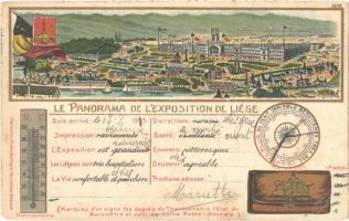 1905 Souvenir de lExposition de Liege. Le Panorama / Liege International Worlds Fair advertisement card. Belgian flag. Marcovici Emb. litho + So. Stpl. (EK)