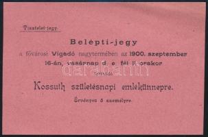 1900 Tiszteletjegy / belépti jegy a Vigadóba a Kossuth születésnapi emlékünnepre