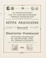 1916 Az Alsó-Meczenzéfi Vas- és Aczélárusok Termelő Szövetkezetének képes árjegyzéke, 15p