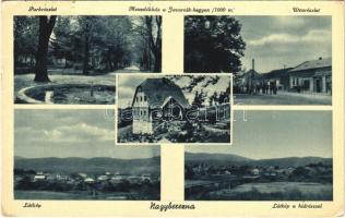 1941 Nagyberezna, Velykyi Bereznyi, Velky Berezny; park, utca, híd, menedékház a Javornik hegyen / park, street, bridge, rest house on the mountain (EK)
