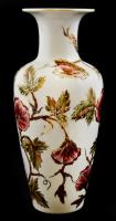 Zsolnay virág és pillangó mintás porcelán váza, kézzel festett, jelzett (Rumics Gizella), hibátlan, ...