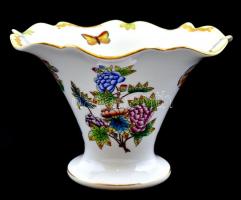 Herendi Viktória mintás porcelán váza, kézzel festett, jelzett, hibátlan, d: 20,5 cm, m: 13,5 cm