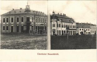 Naszód, Nasaud; községháza, Aurora bank. Selmeczky Imre kiadása 162. / town hall, bank