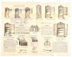 cca 1868 Pest, Szladeky Ignác tűz- és betörésbiztos páncélszekrényeinek árjegyzéke